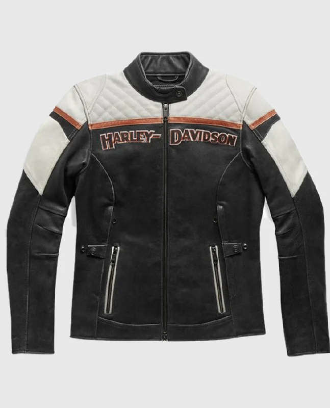Women's H-D Triple Vent Miss Enthusiast II Leather Riding Jacket Embroidered Jacket Appliqued Jacket Beaded Jacket Women's H-D Triple Vent Miss Enthusiast II Leather Riding Jacket Embroidered Jacket Appliqued Jacket Beaded Jacket
