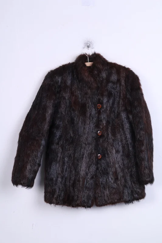 Womens M Jacket Authentic Nutria Fur Brown Boho Vintage Ribbed Jacket Pleated Jacket Ruffled Jacket Womens M Jacket Authentic Nutria Fur Brown Boho Vintage Ribbed Jacket Pleated Jacket Ruffled Jacket