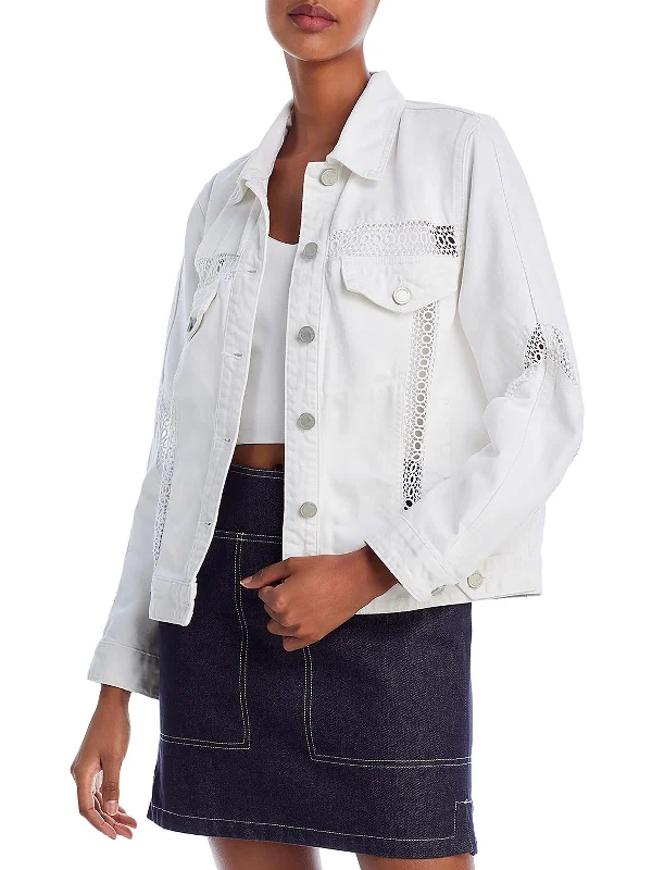 Womens Open Stitch Denim Denim Jacket Cardigan Sweater Pullover