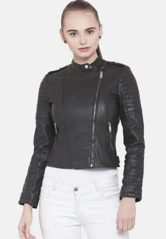 Women's Slim Fit Black Leather Biker Jacket Insulated Jacket Fitted Jacket Loose Jacket Women's Slim Fit Black Leather Biker Jacket Insulated Jacket Fitted Jacket Loose Jacket