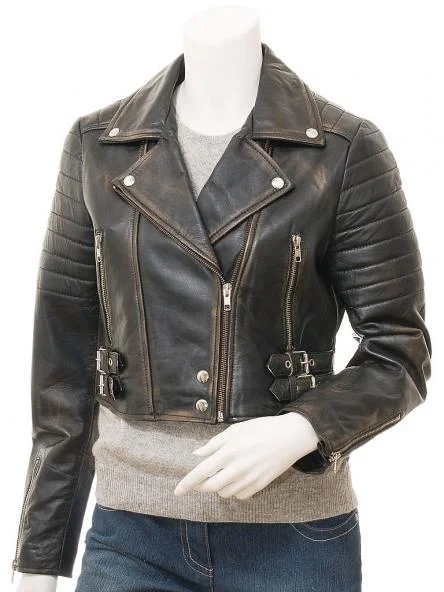 Women's Vintage Leather Biker Jacket One-Shoulder Jacket Off-the-Shoulder Jacket Asymmetrical Jacket Women's Vintage Leather Biker Jacket One-Shoulder Jacket Off-the-Shoulder Jacket Asymmetrical Jacket