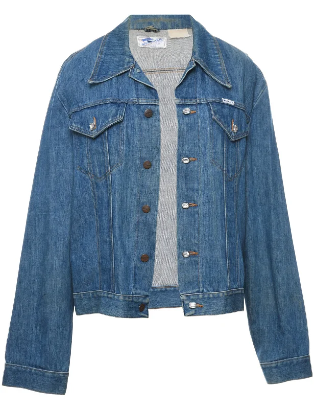 Wrangler Medium Wash Denim Jacket - L Lace Jacket Ribbed Jacket Sequined Jacket