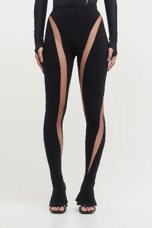 Mugler Crepe Spiral Trousers Trousers Denim Distressed