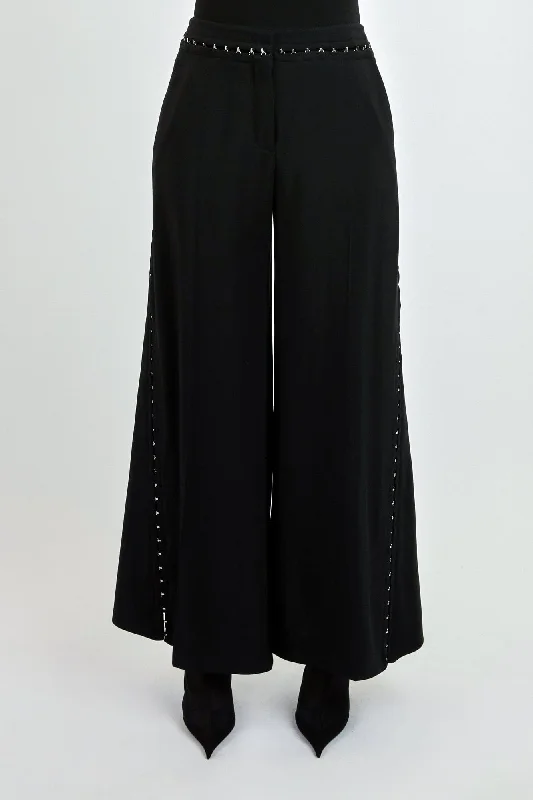 Mugler Hook and Eye Trousers in Heavy Fluid Suiting Trousers Silk Elegant