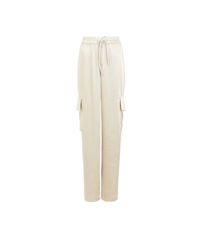 Chloetta Recycled Cargo Trousers - Cream Trousers Formal Black