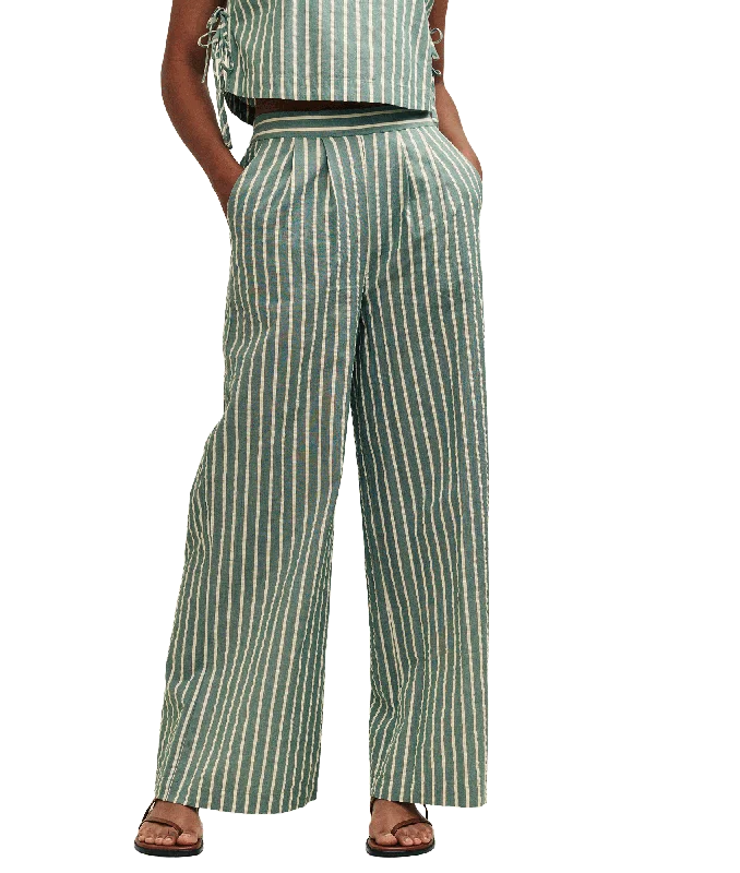 Fearne Cotton Stripe Wide Leg Trousers - Green Trousers Vintage Classic