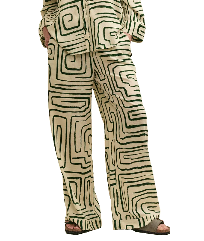 Fearne Cotton Linen-blend Abstract Trousers - Green Trousers Bestseller Popular