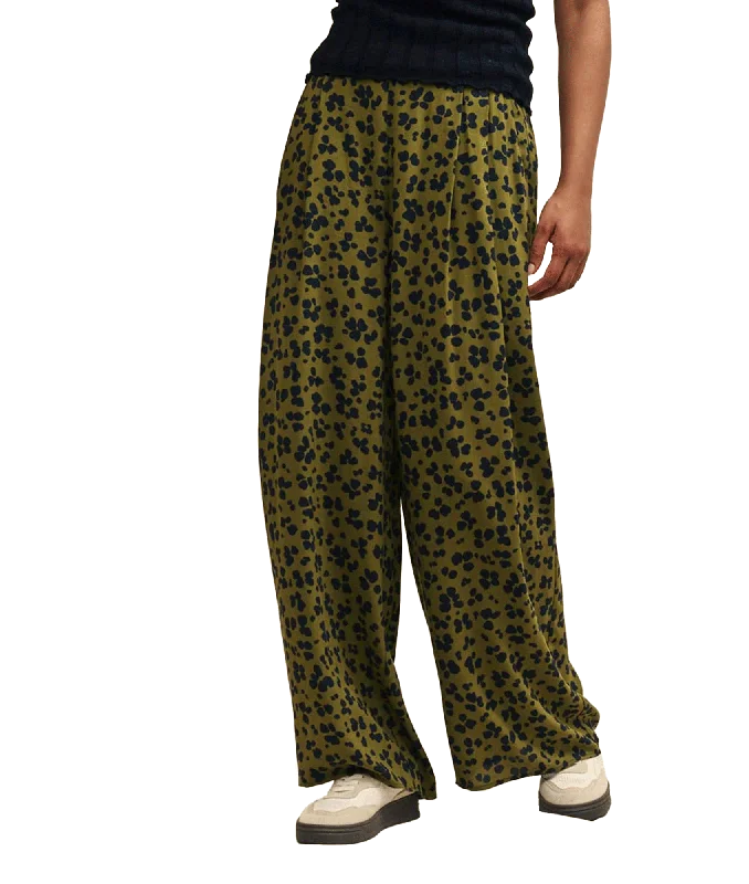 Animal Print Full Length Wide Leg Zeena Trousers - Green Trousers Top Rated