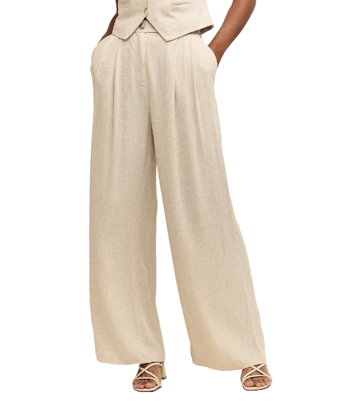 Linen-blend Relaxed Tailored Trousers - Cream Trousers Summer Linen