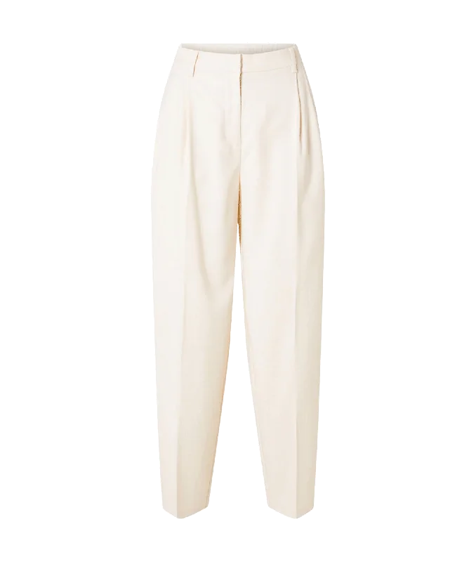 Barrel Fit Trousers - Cream Trousers Custom Made