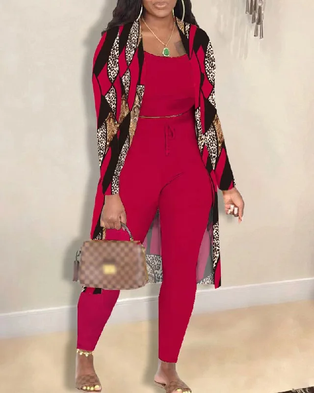 Znbbw Popular Style Autumn And Winter Women's Fashion Sexy Coat Trousers Three-Piece Set Trousers cozy comfortable