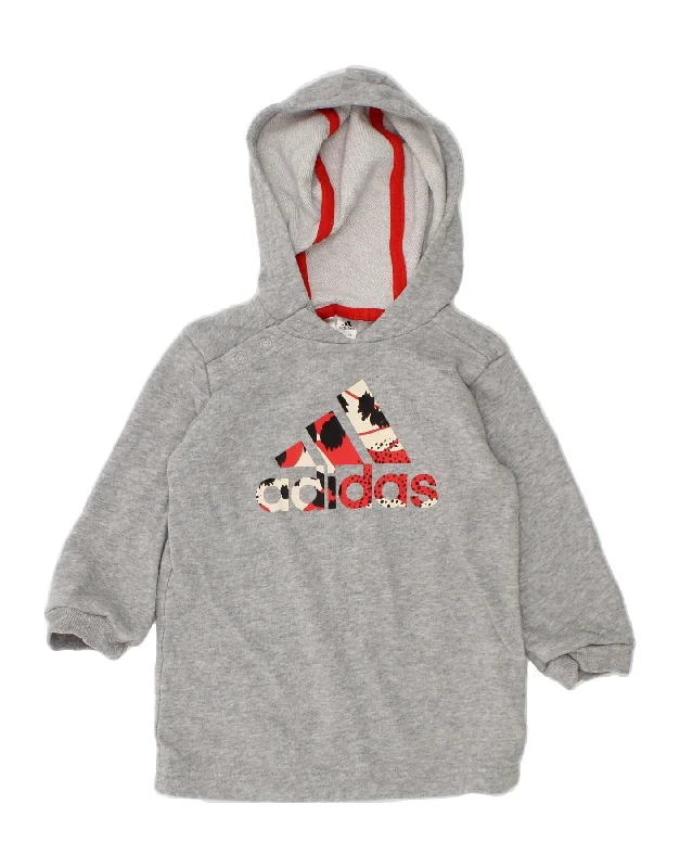 ADIDAS Baby Girls Graphic Hoodie Jumper 9-12 Months Grey Cotton Cotton Hoodie Fleece Lining Warmth ADIDAS Baby Girls Graphic Hoodie Jumper 9-12 Months Grey Cotton Cotton Hoodie Fleece Lining Warmth