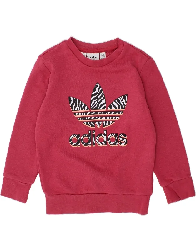 ADIDAS Girls Graphic Sweatshirt Jumper 3-4 Years Pink Cotton Hooded Sweatshirt Casual Wear Street Style ADIDAS Girls Graphic Sweatshirt Jumper 3-4 Years Pink Cotton Hooded Sweatshirt Casual Wear Street Style