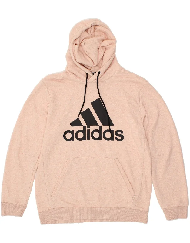 ADIDAS Mens Graphic Hoodie Jumper Large Pink Flecked Cotton Hoodie with V-Neck Classic Versatile ADIDAS Mens Graphic Hoodie Jumper Large Pink Flecked Cotton Hoodie with V-Neck Classic Versatile