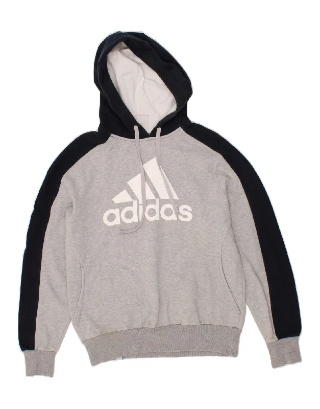 ADIDAS Mens Graphic Hoodie Jumper UK 34/36 Small Grey Colourblock Cotton Hoodie with Crew Neck Simple Timeless ADIDAS Mens Graphic Hoodie Jumper UK 34/36 Small Grey Colourblock Cotton Hoodie with Crew Neck Simple Timeless