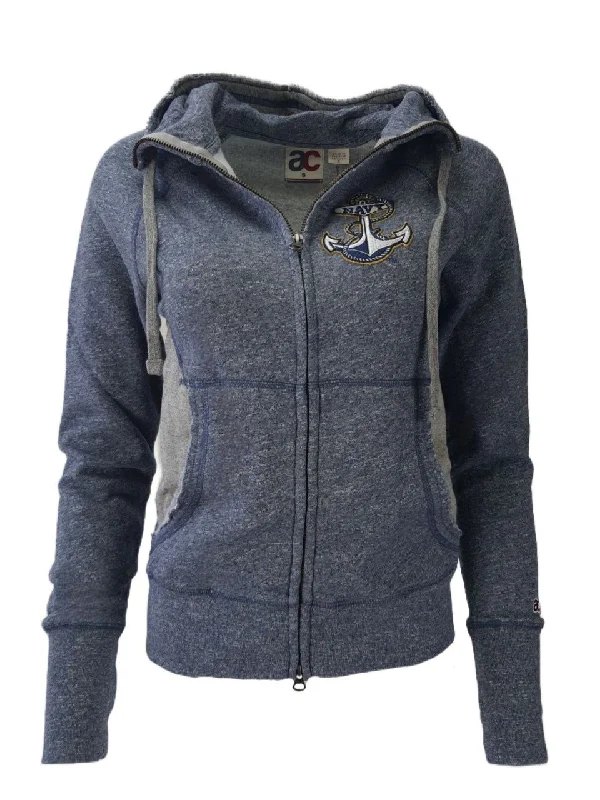 AMERICAN COLLEGIATE Women's Blue Navy Hoodie #W016NA1A NWT Hoodie with Full-Zip Functional Layering AMERICAN COLLEGIATE Women's Blue Navy Hoodie #W016NA1A NWT Hoodie with Full-Zip Functional Layering