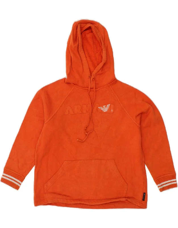 ARMANI JUNIOR Boys Graphic Hoodie Jumper 8-9 Years Orange Cotton Hoodie with Typography Text Message ARMANI JUNIOR Boys Graphic Hoodie Jumper 8-9 Years Orange Cotton Hoodie with Typography Text Message