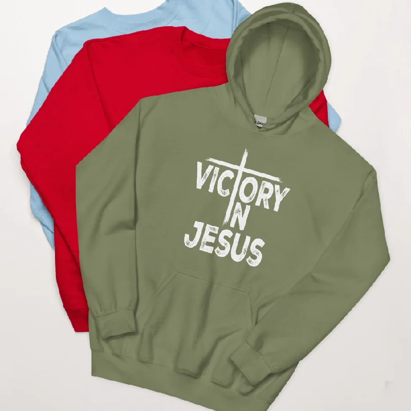 Christian Victory In Jesus Unisex Hoodie Hoodie with Hem Ribbing Snug Secure