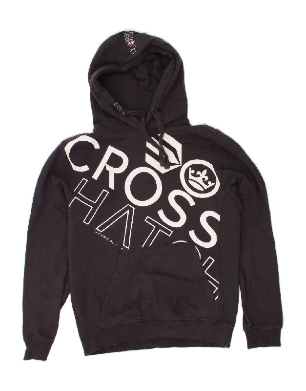 CROSSHATCH Mens Graphic Hoodie Jumper Large Grey Cotton Hoodie with Ribbed Cuffs Snug Fit Comfort CROSSHATCH Mens Graphic Hoodie Jumper Large Grey Cotton Hoodie with Ribbed Cuffs Snug Fit Comfort