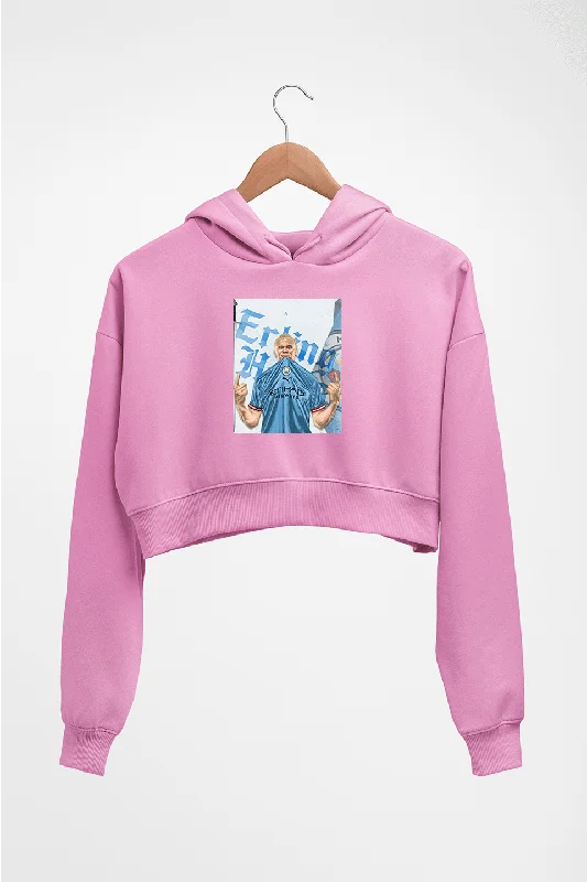 erling haaland Crop HOODIE FOR WOMEN Hoodie with Hidden Zipper Minimalist Clean