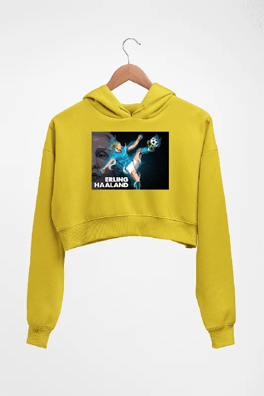 erling haaland Crop HOODIE FOR WOMEN Hoodie with Button Placket Classic Preppy