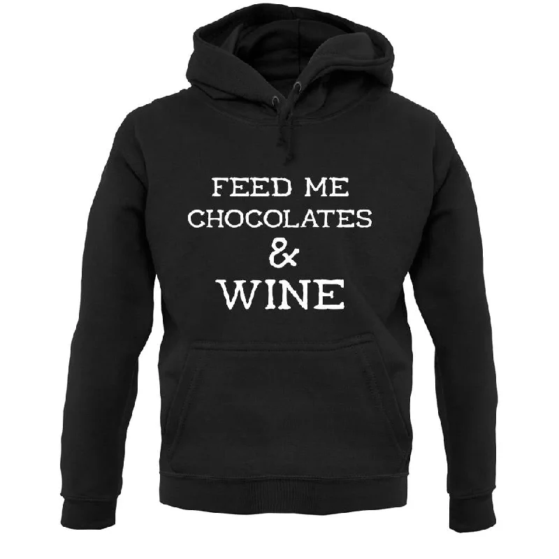 Feed Me Chocolates & Wine Unisex Hoodie Hoodie with Drop Shoulder Relaxed Streetwear Feed Me Chocolates & Wine Unisex Hoodie Hoodie with Drop Shoulder Relaxed Streetwear