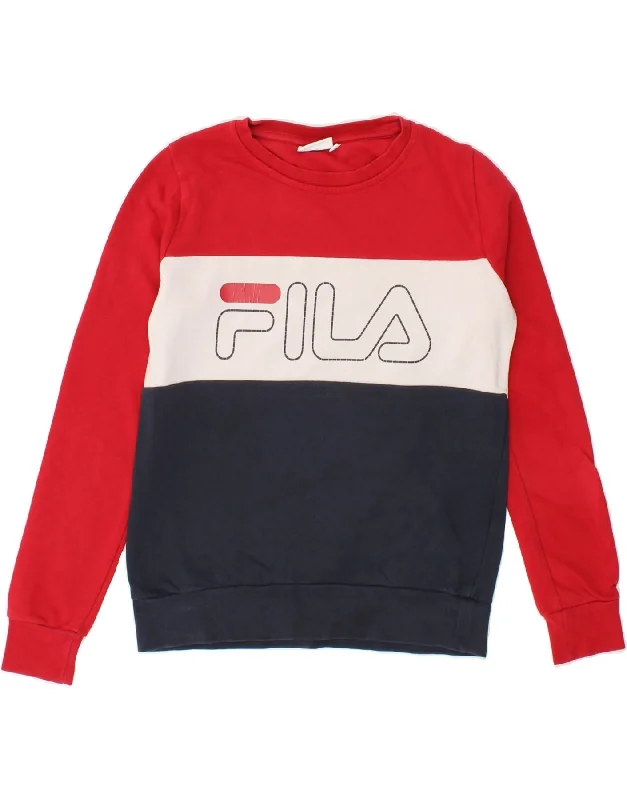 FILA Womens Graphic Sweatshirt Jumper UK 6 XS Multicoloured Colourblock Hoodie with Color Block Contrast Stylish FILA Womens Graphic Sweatshirt Jumper UK 6 XS Multicoloured Colourblock Hoodie with Color Block Contrast Stylish