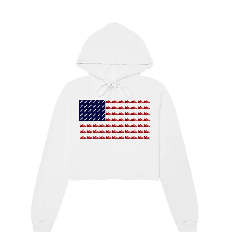 Fitzness Running Flag Cropped Hoodie for Women Hoodie with Pattern Geometric Abstract Fitzness Running Flag Cropped Hoodie for Women Hoodie with Pattern Geometric Abstract