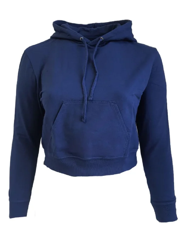 GOODLIFE Women's Blue Cropped Long Sleeve Hoodie #L4PH Large NWT Hoodie with Zipper Versatile Modern