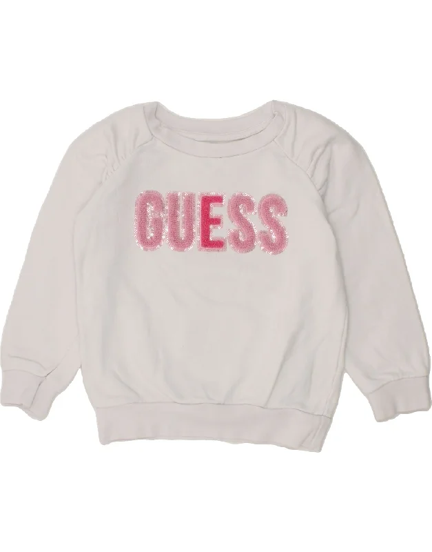 GUESS Girls Graphic Sweatshirt Jumper 2-3 Years White Cotton Hoodie Dress Longline Feminine GUESS Girls Graphic Sweatshirt Jumper 2-3 Years White Cotton Hoodie Dress Longline Feminine