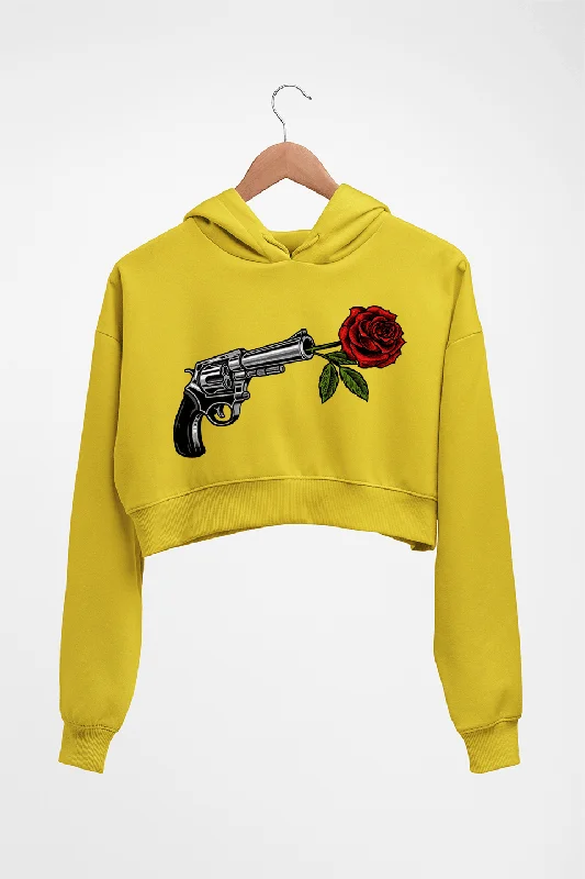 Guns N' Roses Crop HOODIE FOR WOMEN Hoodie with Magnetic Closure Innovative Modern