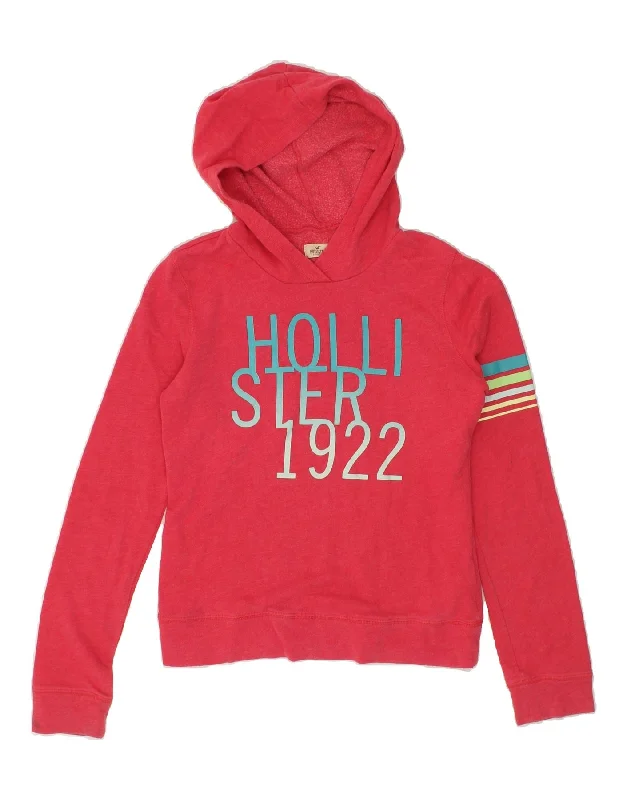 HOLLISTER Womens Graphic Hoodie Jumper UK 6 XS Pink Cotton Hoodie with Earth Tones Natural Calm HOLLISTER Womens Graphic Hoodie Jumper UK 6 XS Pink Cotton Hoodie with Earth Tones Natural Calm