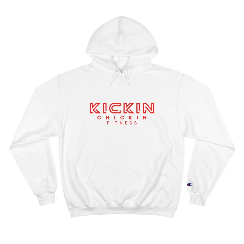 Kickin Chickin Fitness Champion Hoodie Red Logo Hoodie with Logo Branding Identity
