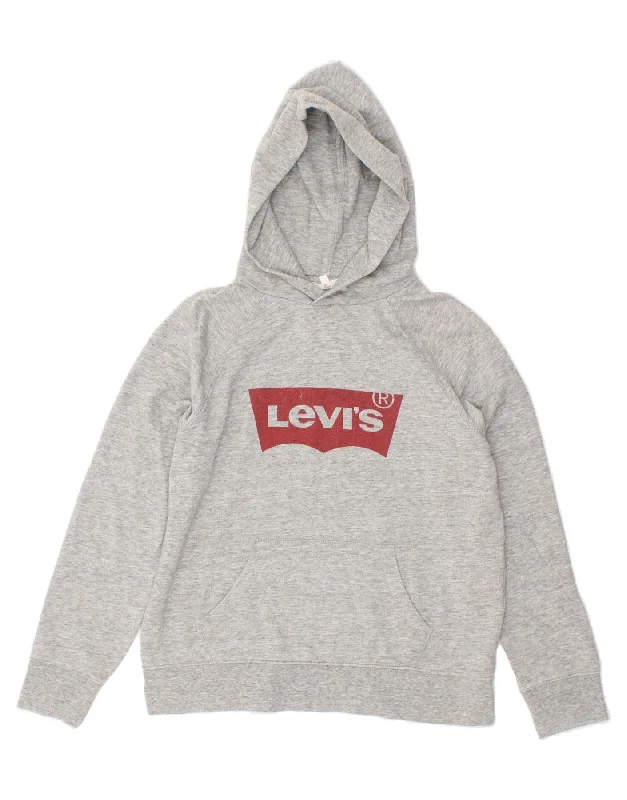 LEVI'S Womens Oversized Graphic Hoodie Jumper UK 10 Small Grey Hoodie with Illustration Artistic Creative LEVI'S Womens Oversized Graphic Hoodie Jumper UK 10 Small Grey Hoodie with Illustration Artistic Creative