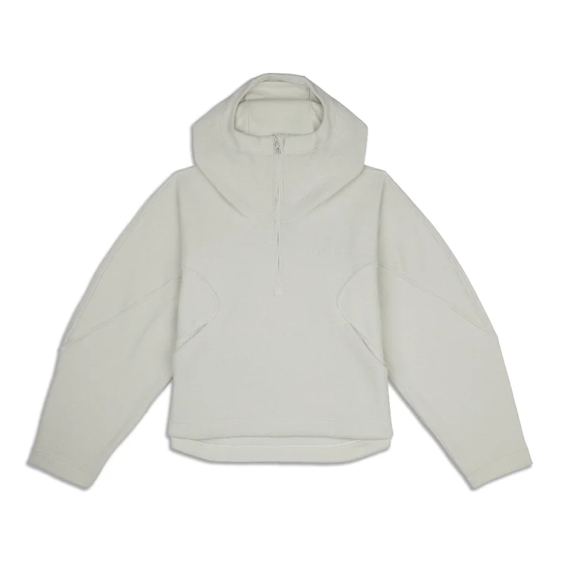 Looped Terry Fleece Half-Zip Hoodie - Resale Hoodie with Exposed Zipper Edgy Industrial Looped Terry Fleece Half-Zip Hoodie - Resale Hoodie with Exposed Zipper Edgy Industrial