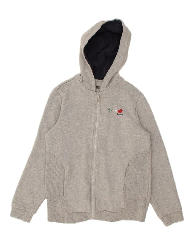 LOTTO Boys Zip Hoodie Sweater 13-14 Years Large Grey Cotton Hoodie with Front Slit Layering Stylish LOTTO Boys Zip Hoodie Sweater 13-14 Years Large Grey Cotton Hoodie with Front Slit Layering Stylish