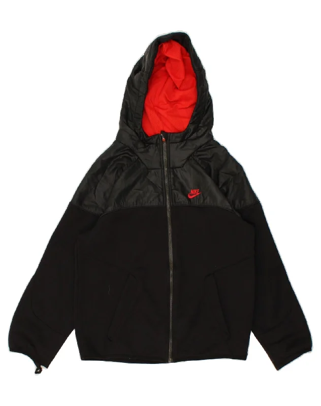 NIKE Boys Graphic Zip Hoodie Sweater 10-11 Years Medium Black Colourblock Hoodie with Hem Elastic Stretchable Comfortable NIKE Boys Graphic Zip Hoodie Sweater 10-11 Years Medium Black Colourblock Hoodie with Hem Elastic Stretchable Comfortable