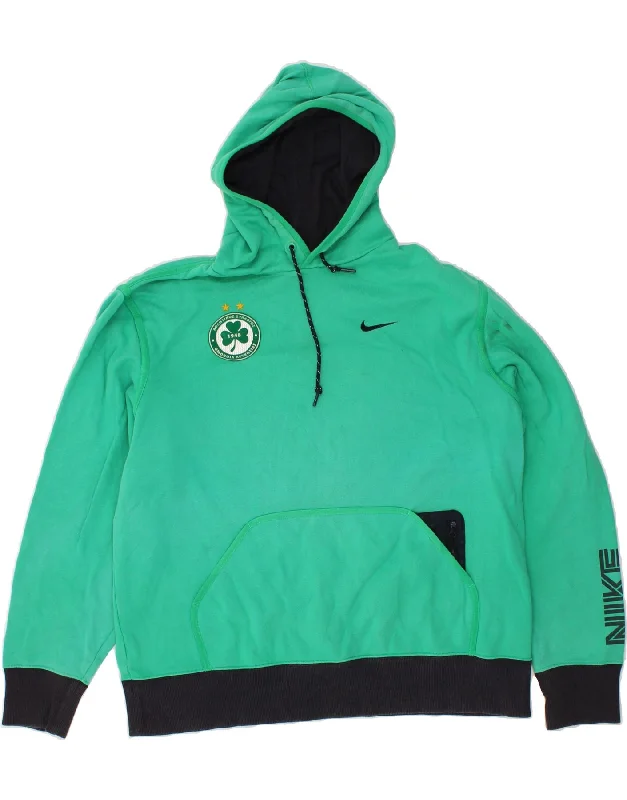 NIKE Mens Graphic Hoodie Jumper XL Green Cotton Hoodie with Hem Fringe Bohemian Relaxed NIKE Mens Graphic Hoodie Jumper XL Green Cotton Hoodie with Hem Fringe Bohemian Relaxed