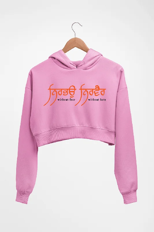 Nirbhau Nirvair Crop HOODIE FOR WOMEN Hoodie with Print Artistic Unique