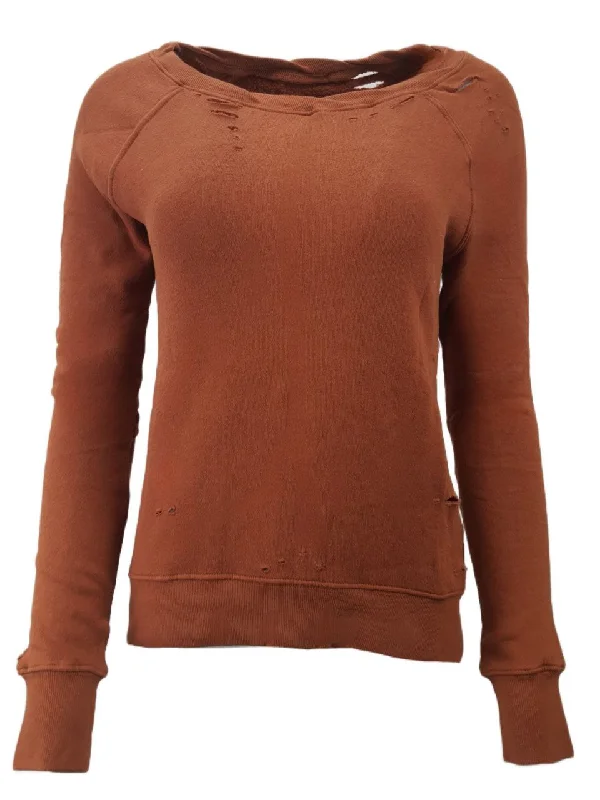 PAM & GELA Women's Brown Rust Annie Destr Sweatshirt #B00F Petite X-Small NWT Hoodie with Lace Feminine Delicate PAM & GELA Women's Brown Rust Annie Destr Sweatshirt #B00F Petite X-Small NWT Hoodie with Lace Feminine Delicate