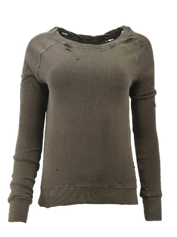 PAM & GELA Women's Green Private Annie Destr Sweatshirt #B00F Petite X-Small NWT Hoodie with Tie-Dye Psychedelic Retro