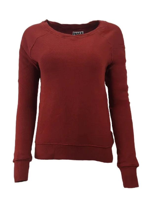PAM & GELA Women's Red Brick Annie Hi Lo Sweatshirt #B00F Petite X-Small NWT Hoodie with Fur Luxurious Winter PAM & GELA Women's Red Brick Annie Hi Lo Sweatshirt #B00F Petite X-Small NWT Hoodie with Fur Luxurious Winter