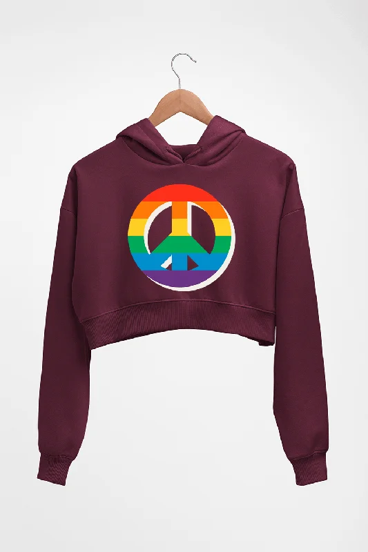 Peace Pride Crop HOODIE FOR WOMEN Hoodie with Hidden Zipper Minimalist Clean
