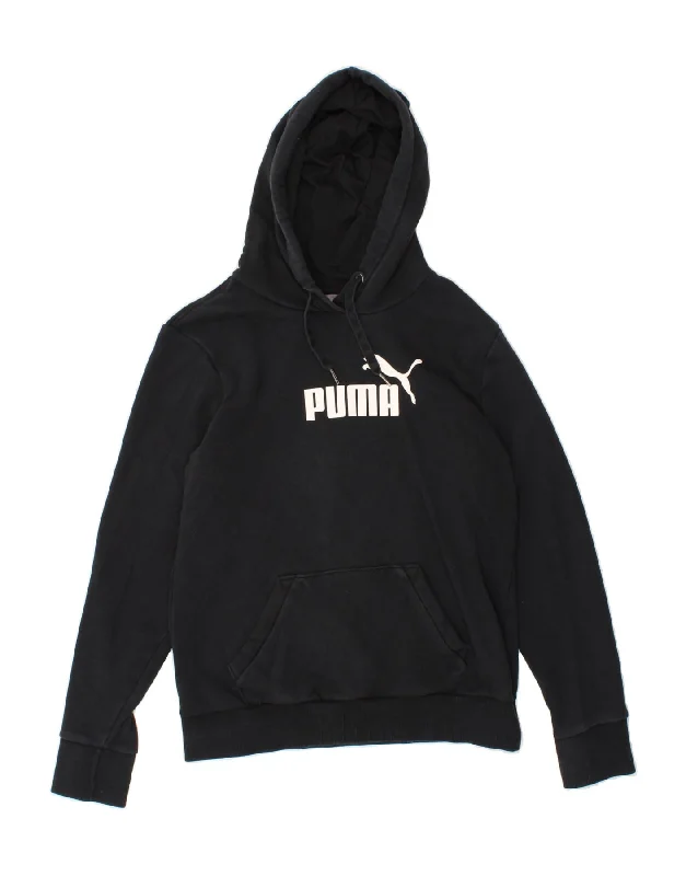 PUMA Womens Graphic Hoodie Jumper UK 14 Large Black Hoodie with High Neck Warm Protective PUMA Womens Graphic Hoodie Jumper UK 14 Large Black Hoodie with High Neck Warm Protective
