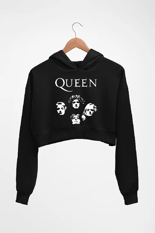 Queen Rock Band Crop HOODIE FOR WOMEN Hoodie with Tied Waist Feminine Flattering