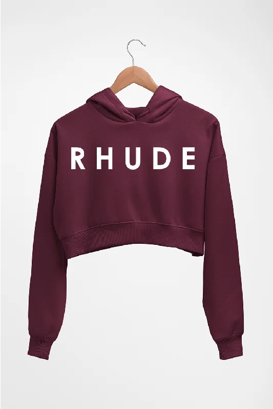 rhude Crop HOODIE FOR WOMEN Hoodie with Velcro Closure Adjustable Secure