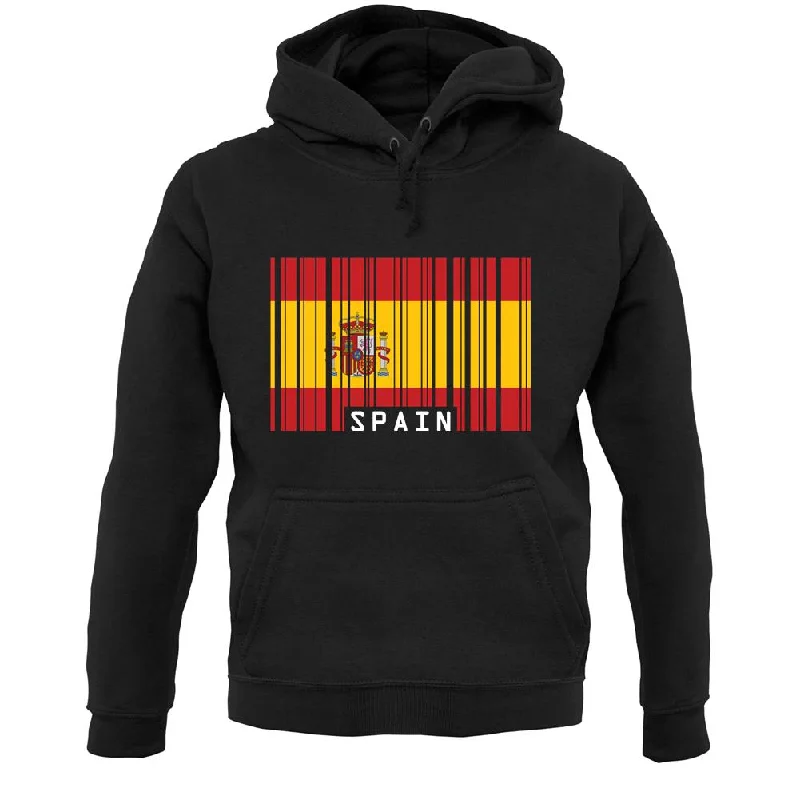 Spain Barcode Style Flag Unisex Hoodie Hoodie with Hem Detail Decorative Unique