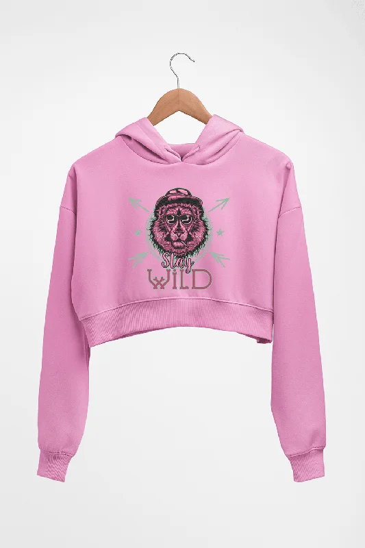 Stay Wild Crop HOODIE FOR WOMEN Hoodie with Sequins Glamorous Eye-catching