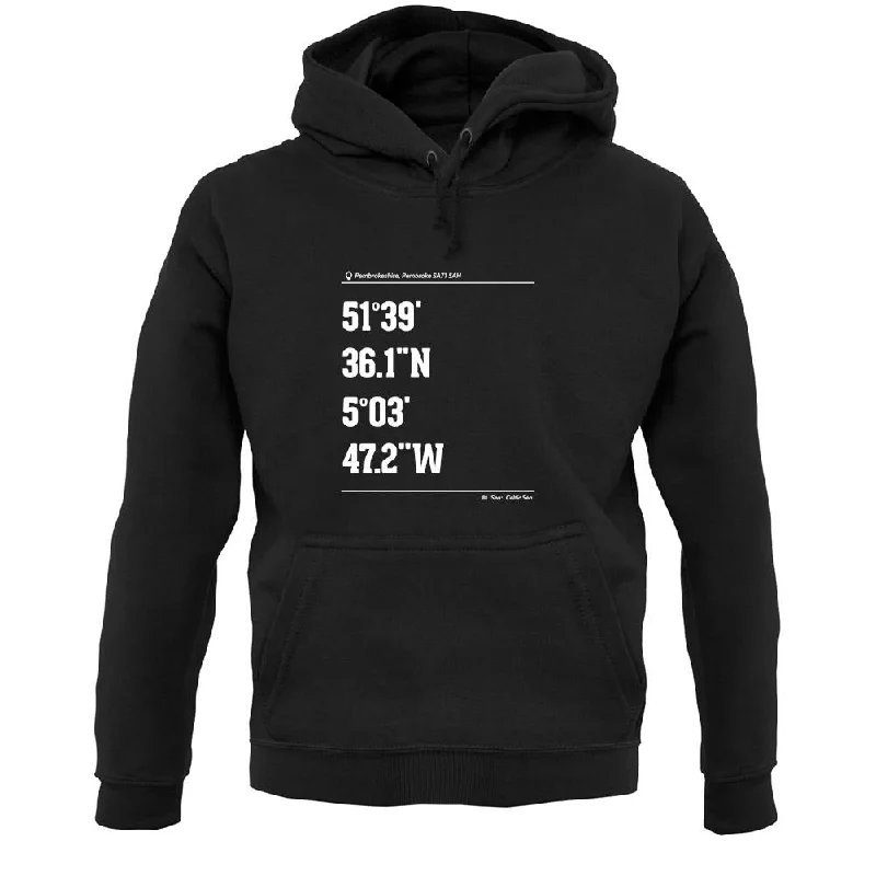 Surfing Coordinates Freshwater West Unisex Hoodie Hoodie with Longline Fit Extended Stylish Surfing Coordinates Freshwater West Unisex Hoodie Hoodie with Longline Fit Extended Stylish
