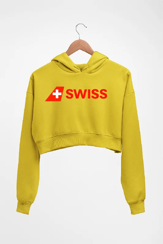 swiss Crop HOODIE FOR WOMEN Hoodie with Rolled Sleeves Casual Relaxed
